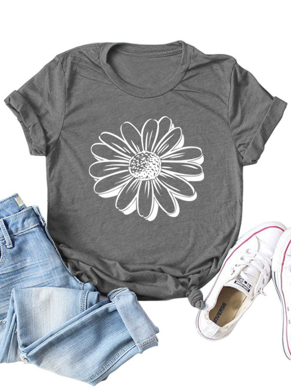Camiseta de mujer con estampado de girasoles