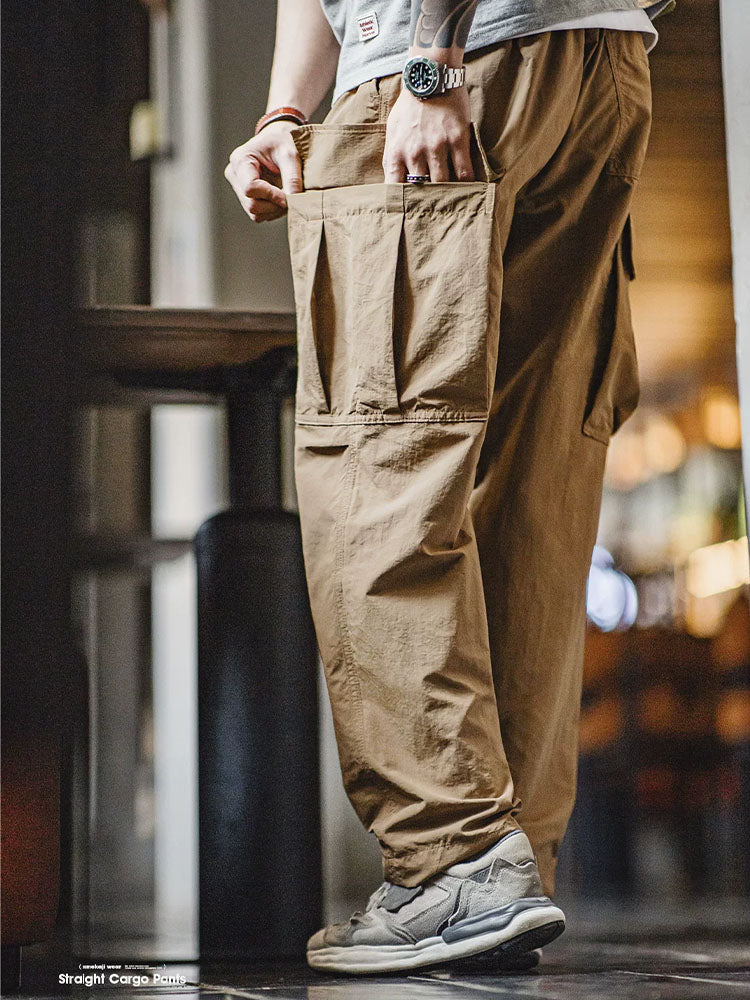 Herren Gerade‑Schnitt‑Cargohose aus Nylon mit Kordelbund