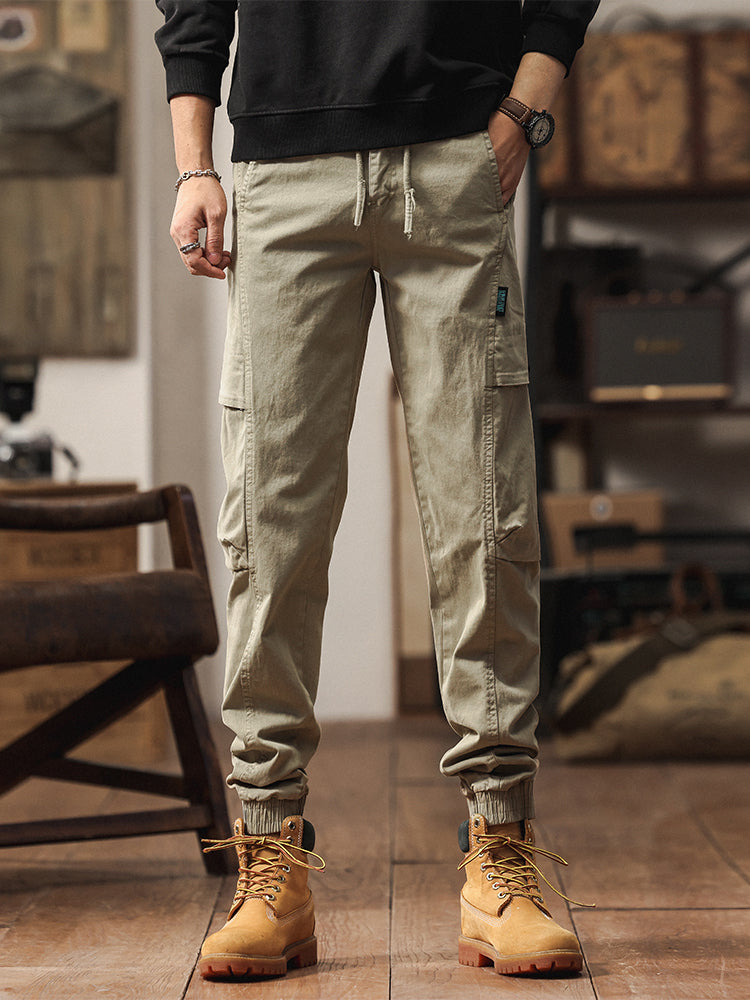 Men's Elastic Waist Tapered Jogger Cargo Trousers