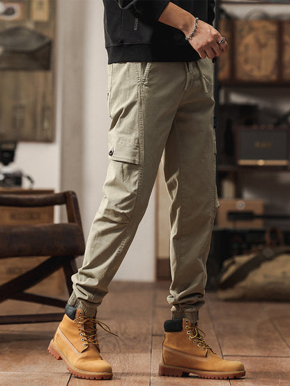 Men's Elastic Waist Tapered Jogger Cargo Trousers