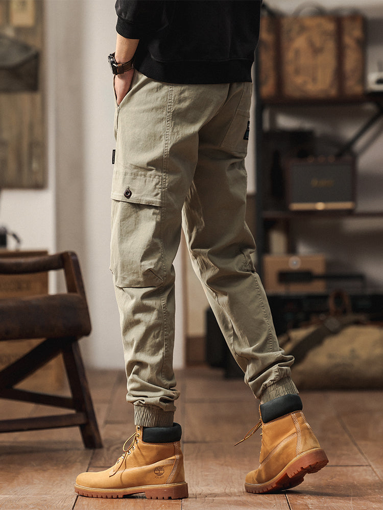 Men's Elastic Waist Tapered Jogger Cargo Trousers