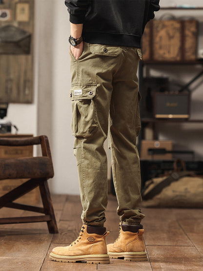 Men's Vintage-Inspired Multi‑Button Pocket Tapered Cargo Jogger Pants
