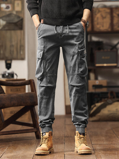 Men's Vintage-Inspired Multi‑Button Pocket Tapered Cargo Jogger Pants