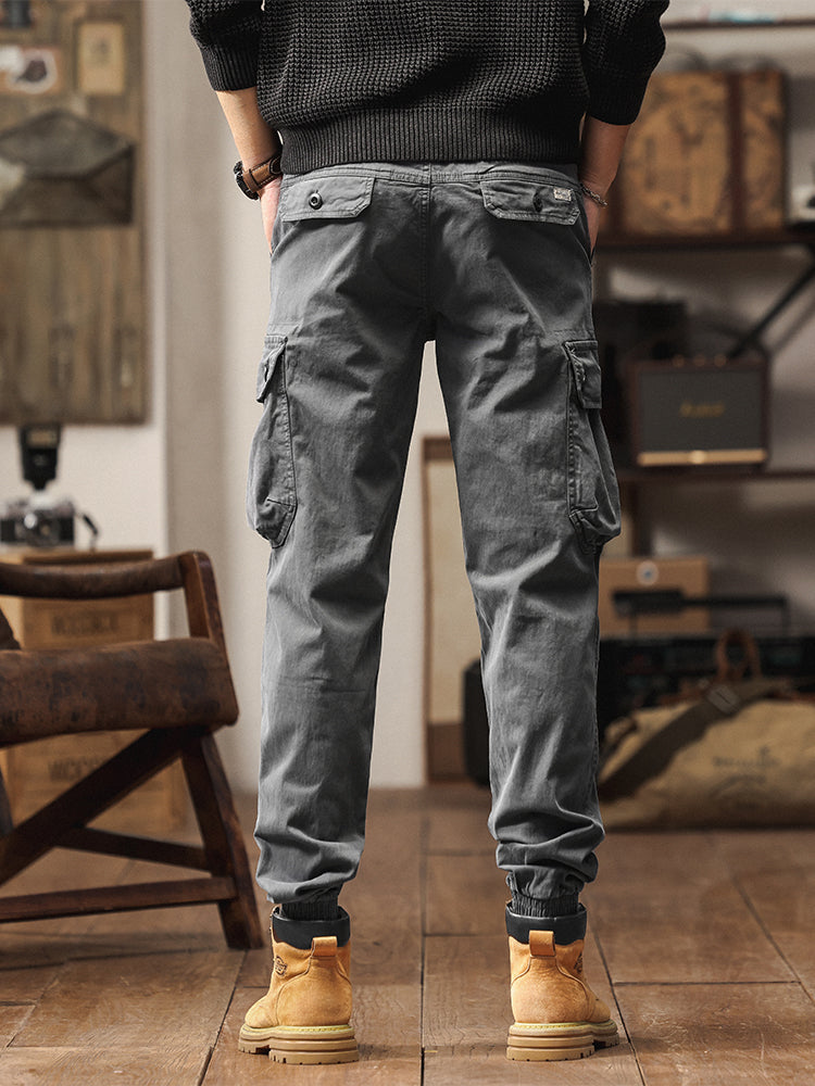 Men's Vintage-Inspired Multi‑Button Pocket Tapered Cargo Jogger Pants
