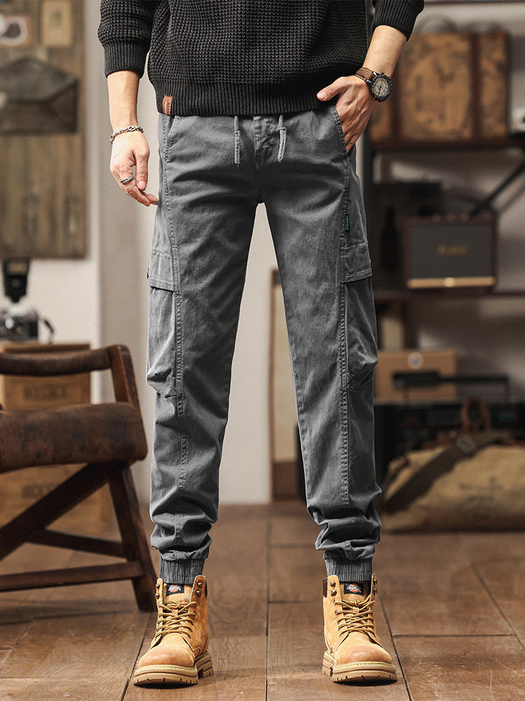 Men's Elastic Waist Tapered Jogger Cargo Trousers