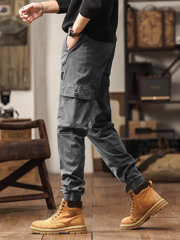 Men's Elastic Waist Tapered Jogger Cargo Trousers