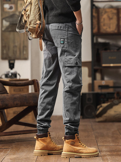 Men's Elastic Waist Tapered Jogger Cargo Trousers