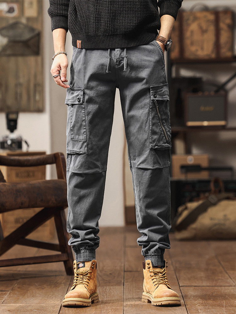 Men's Vintage-Inspired Multi‑Pocket Stretch Cargo Jogger Pants