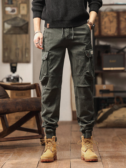 Men's Vintage-Inspired Multi‑Button Pocket Tapered Cargo Jogger Pants