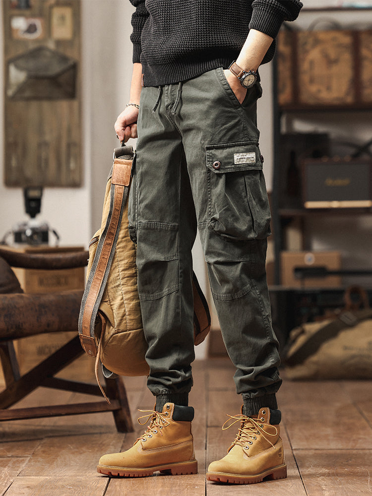 Men's Vintage-Inspired Multi‑Button Pocket Tapered Cargo Jogger Pants