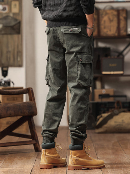Men's Vintage-Inspired Multi‑Button Pocket Tapered Cargo Jogger Pants