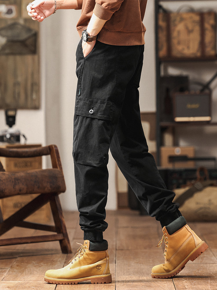 Men's Elastic Waist Tapered Jogger Cargo Trousers