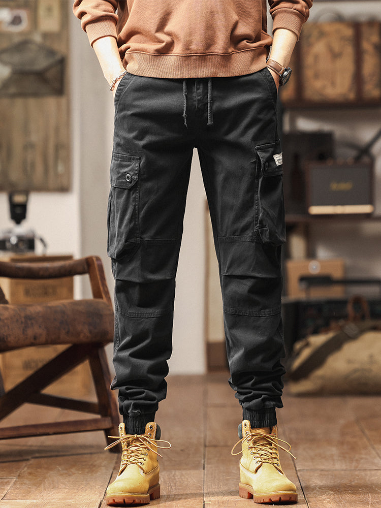 Men's Vintage-Inspired Multi‑Button Pocket Tapered Cargo Jogger Pants
