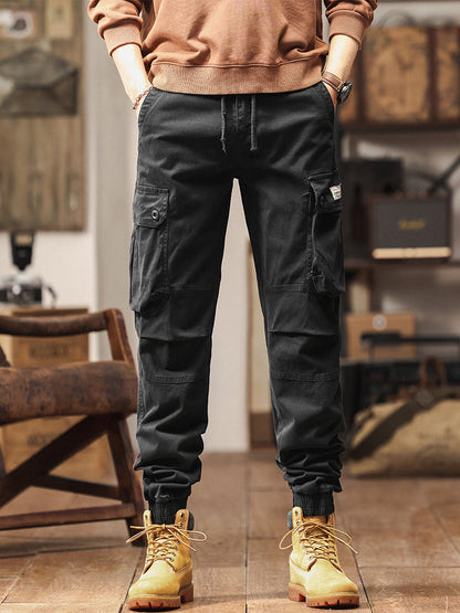 Men's Vintage-Inspired Multi‑Button Pocket Tapered Cargo Jogger Pants