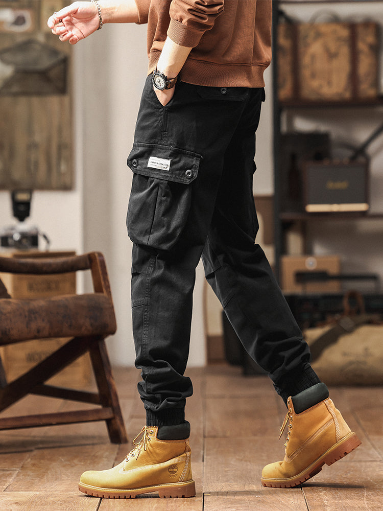 Men's Vintage-Inspired Multi‑Button Pocket Tapered Cargo Jogger Pants
