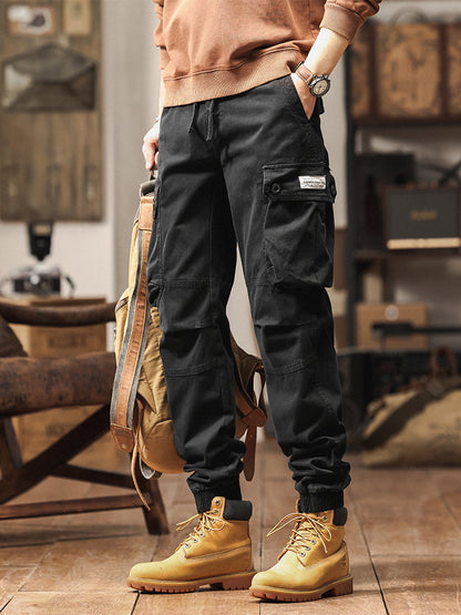 Men's Vintage-Inspired Multi‑Button Pocket Tapered Cargo Jogger Pants