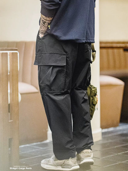 Herren Gerade‑Schnitt‑Cargohose aus Nylon mit Kordelbund