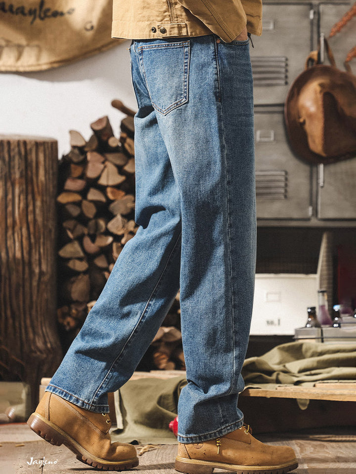 Herren-Jeans im Retro-Stil mit weitem Bein und authentischer Waschung