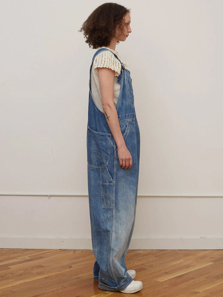 Oversized Latzhose im Vintage-Look mit weitem Bein