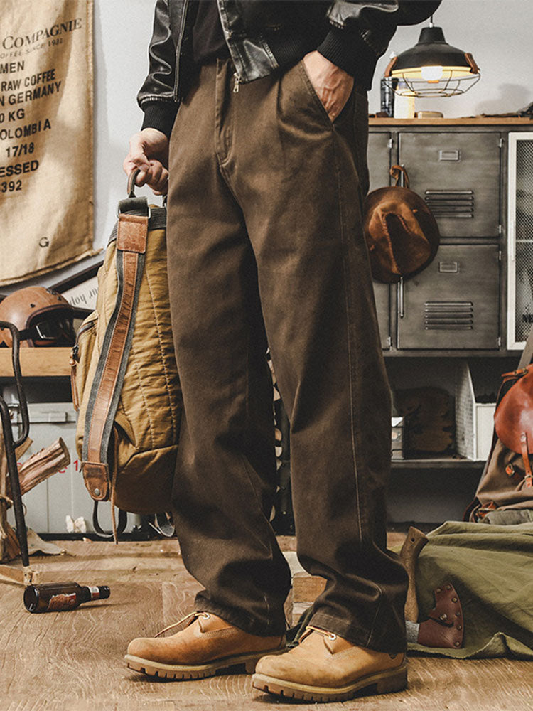 Herren Vintage‑Weitbein‑Baumwollhose