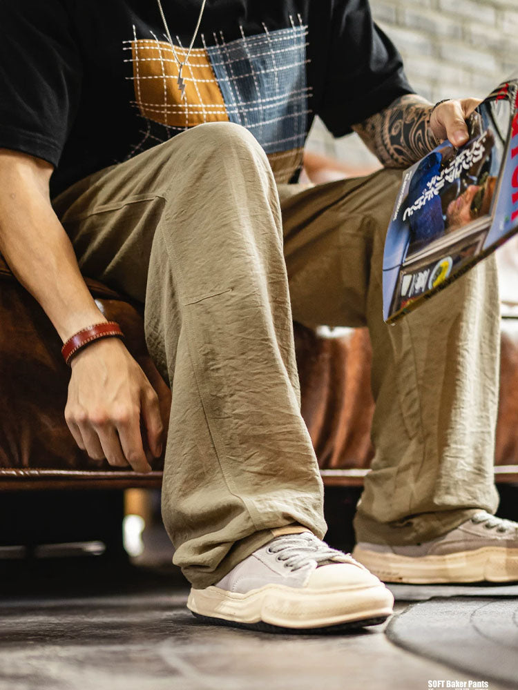 Herren‑Wide‑Leg‑Freizeithose aus Leichtem Mischgewebe Lässiger