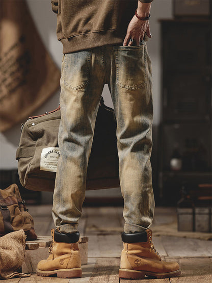 Herren Vintage Washed Slim‑Fit Jeans