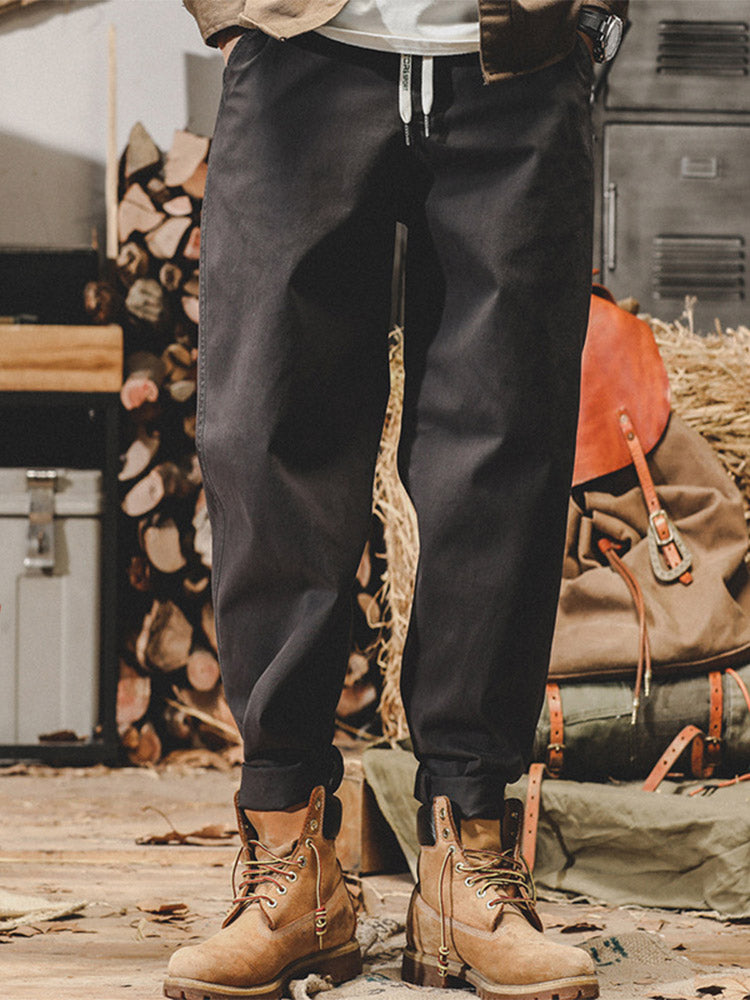 Pantaloni casual da uomo in 98% cotone e 2% elastan con vita a coulisse