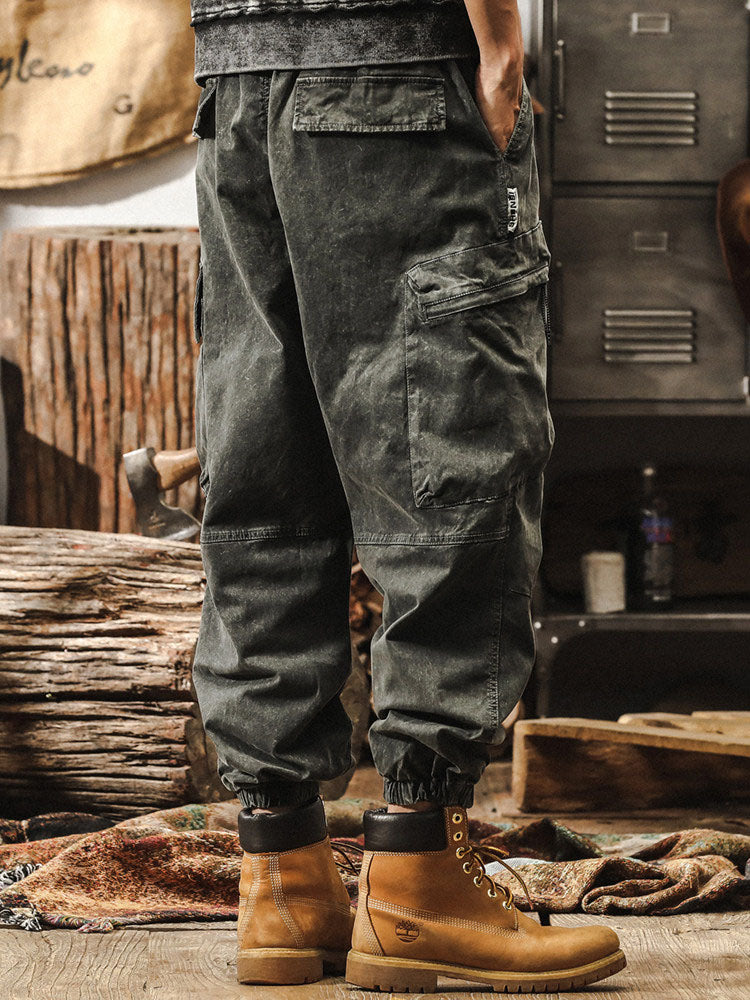 Herren Vintage Cargohose Jogger‑Schnitt