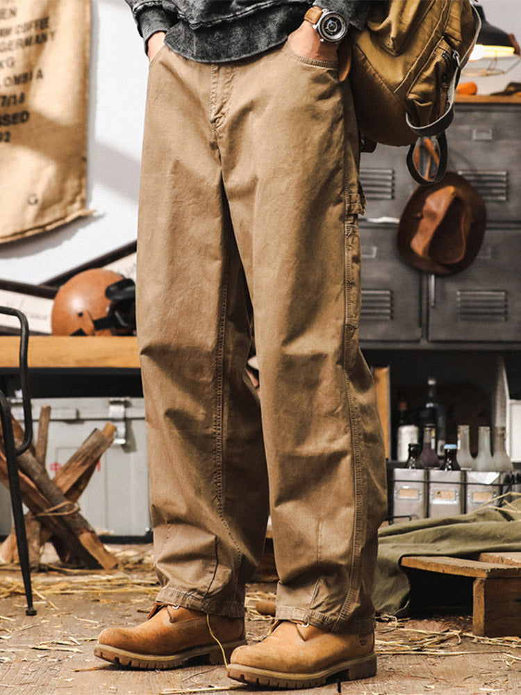 Herren Wide-Leg Hose aus 100 % Baumwolle, Retro-Cargo-Stil