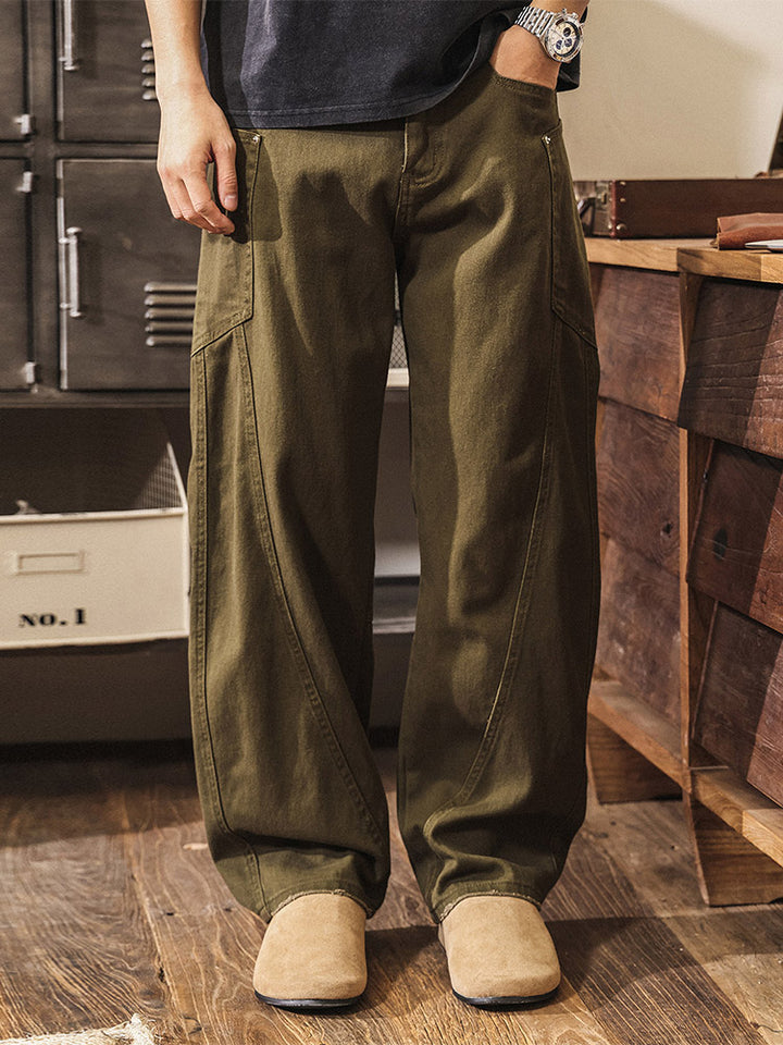 Herren Wide-Leg Hose aus Baumwolle, Retro Workwear Style