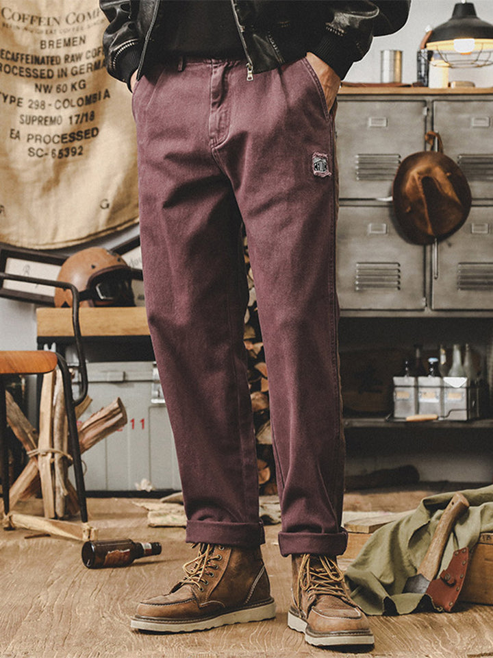 Pantalon décontracté vintage pour homme en 100 % coton avec bandes latérales contrastantes