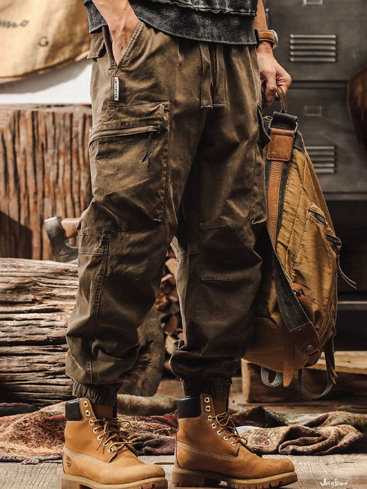 Herren Vintage Cargohose Jogger‑Schnitt
