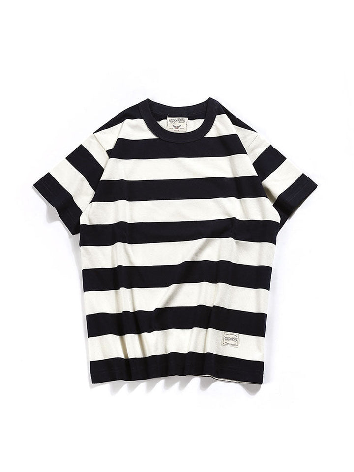 Camiseta de Rayas con Cuello Redondo para Hombre
