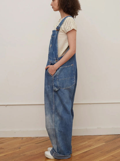 Oversized Latzhose im Vintage-Look mit weitem Bein