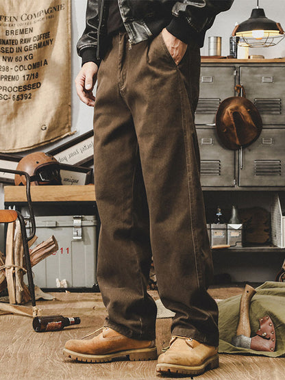 Herren Vintage‑Weitbein‑Baumwollhose