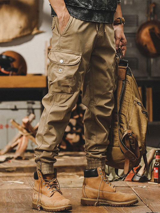 Herren Retro Cargohose Jogger‑Schnitt Baumwolle‑Elasthan
