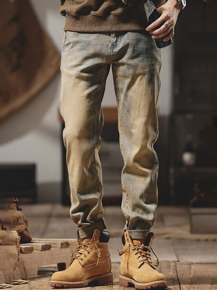 Herren Vintage Washed Slim‑Fit Jeans