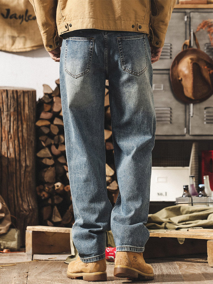 Herren-Jeans im Retro-Stil mit weitem Bein und authentischer Waschung