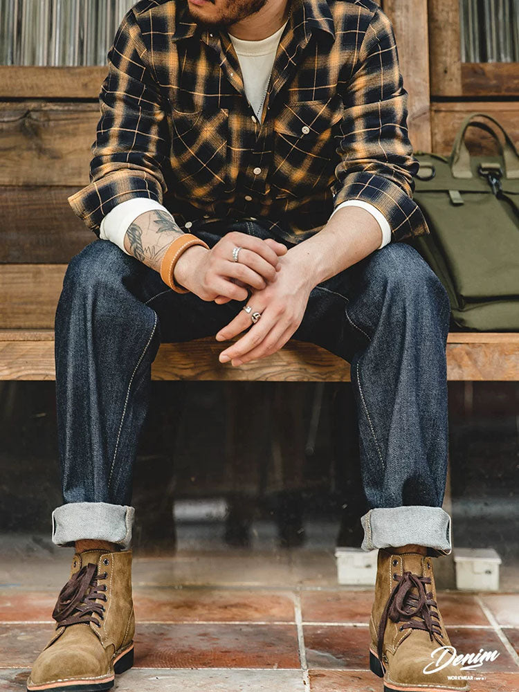 Herren Selvedge‑Jeans 100 % Baumwolle Relaxed Fit Vintage‑Stil