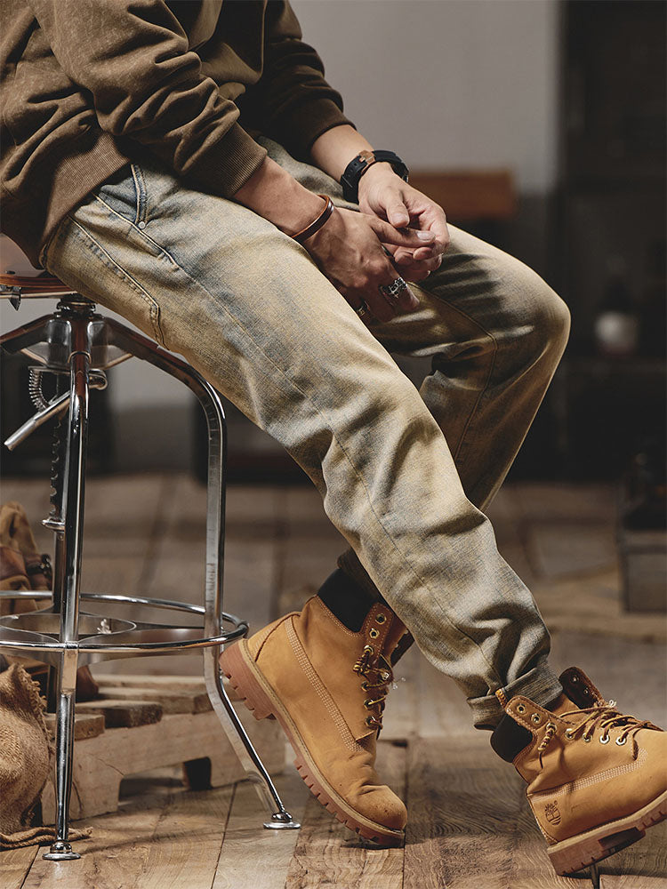 Herren Vintage Washed Slim‑Fit Jeans