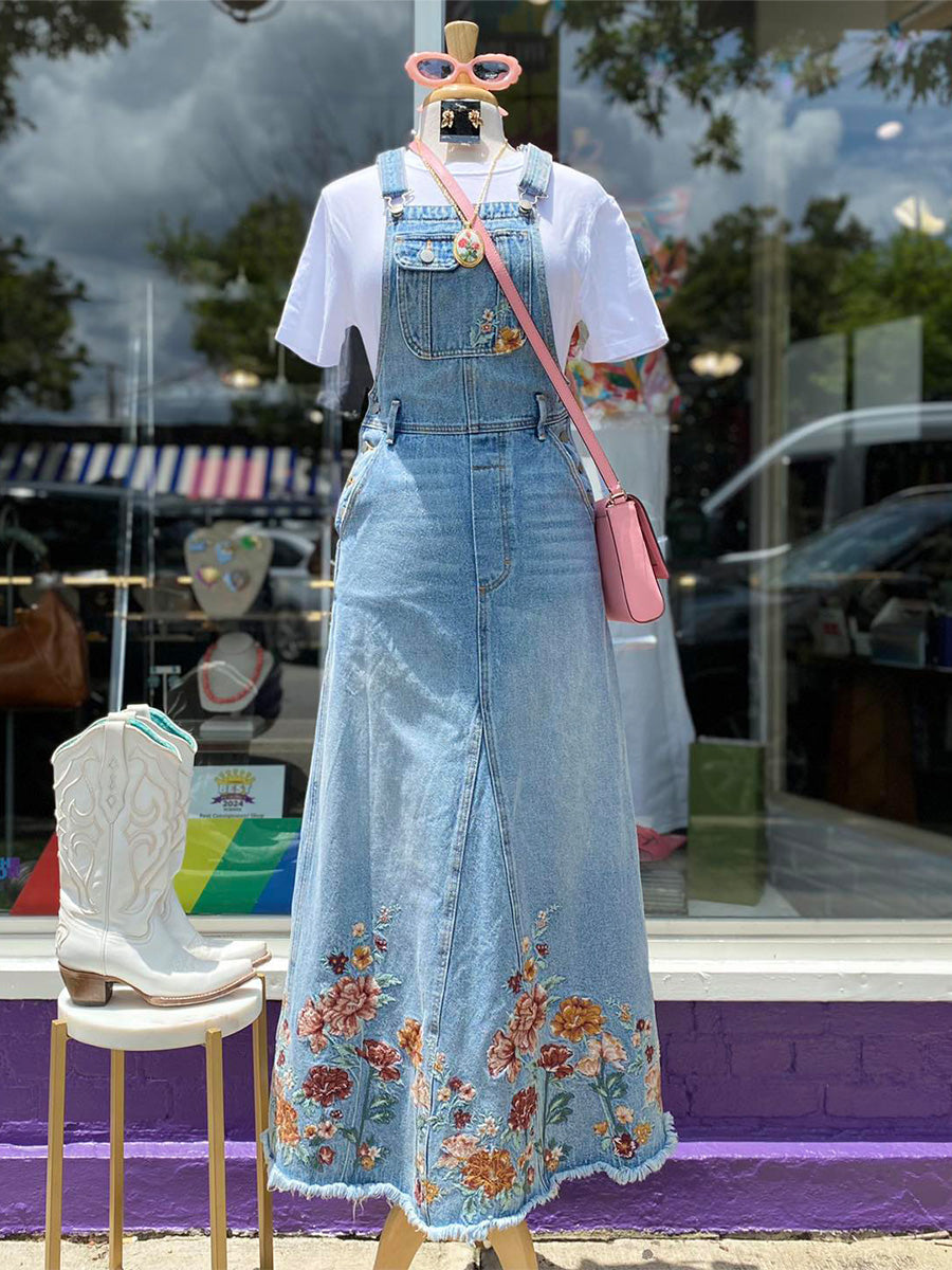 Vestido peto floral bordado