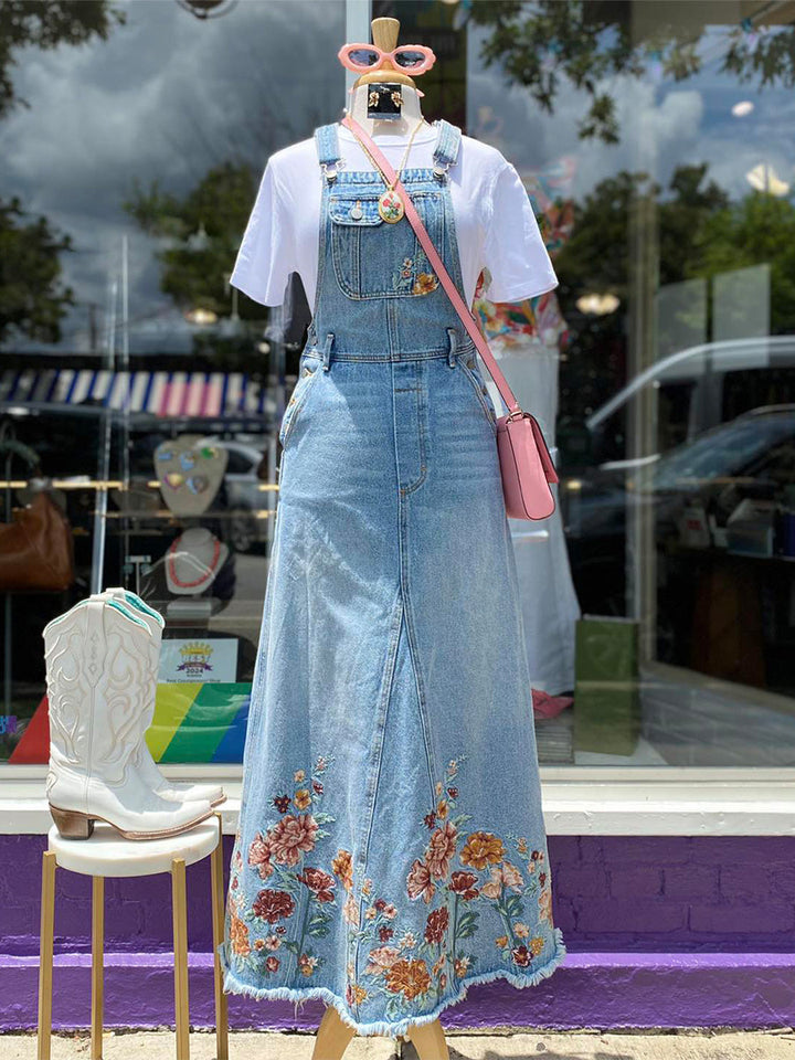 Vestido peto floral bordado