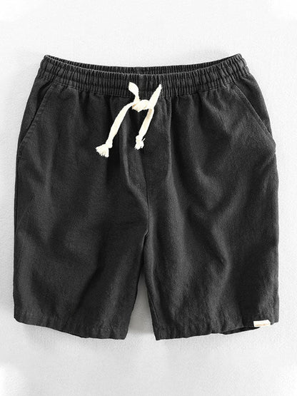Short décontracté homme en ramie et coton avec cordon de serrage