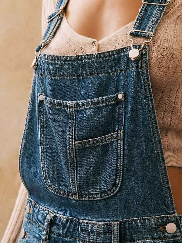 Peto vaquero de pierna ancha para mujer