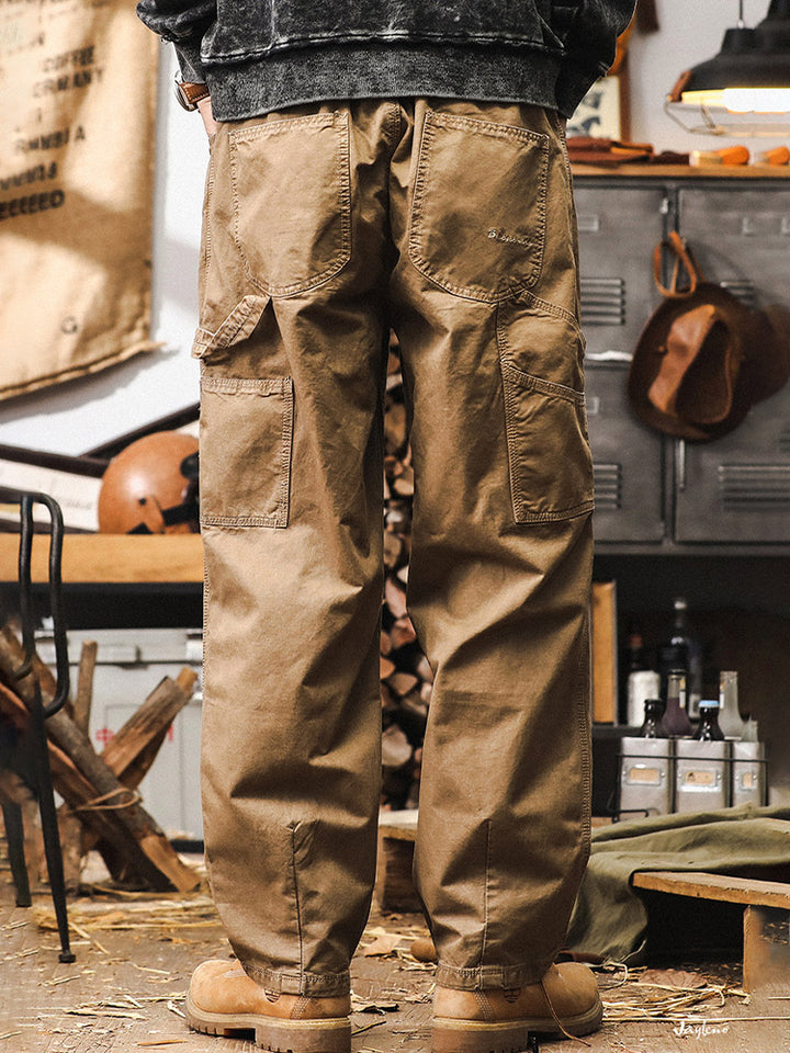 Herren Wide-Leg Hose aus 100 % Baumwolle, Retro-Cargo-Stil