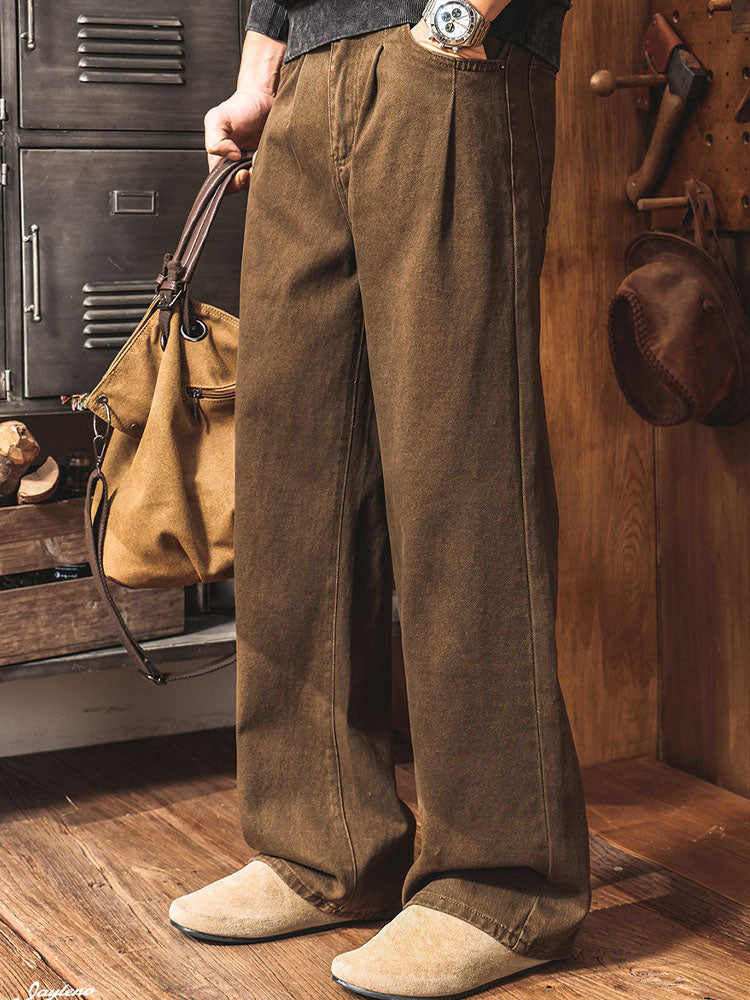 Herren‑Breitbein‑Arbeitshose aus Baumwolle Vintage‑Workwear‑Stil