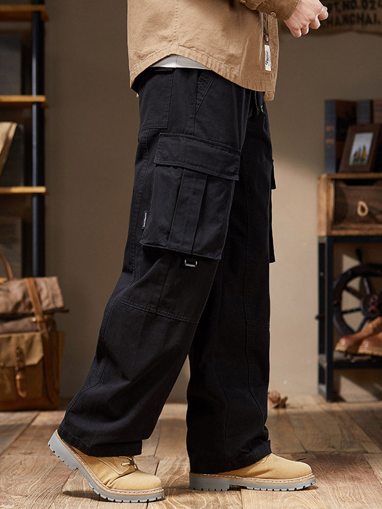 Herren Cargohose aus 100% Baumwolle, Weites Bein, Mehrere Taschen