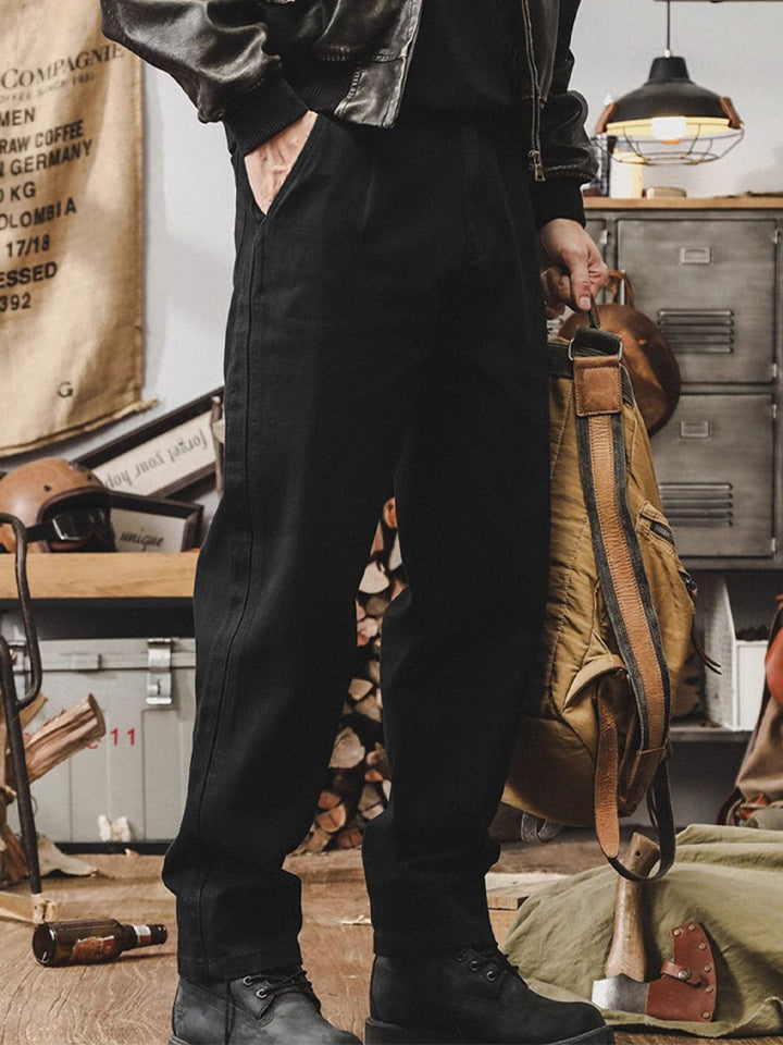 Pantalon décontracté vintage pour homme en 100 % coton avec bandes latérales contrastantes
