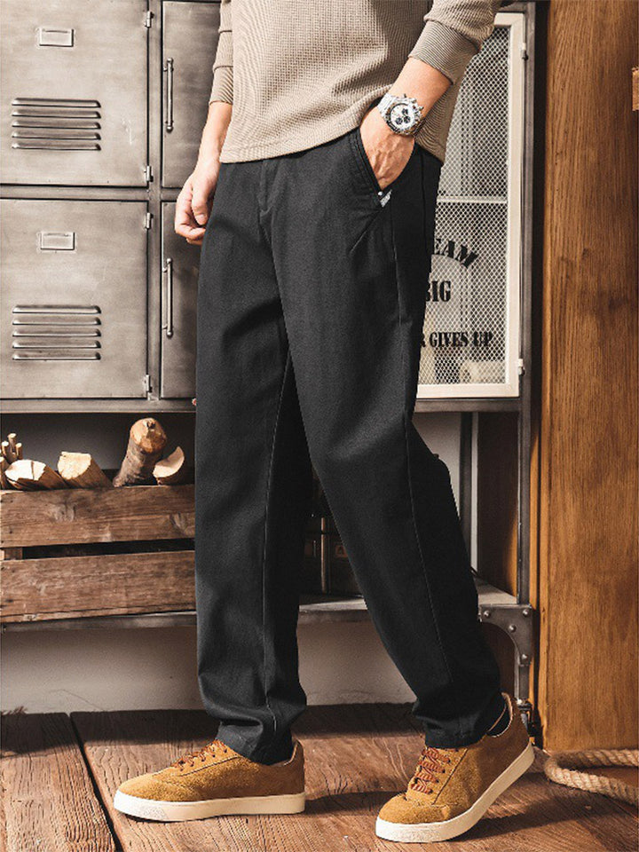 Herren Retro Workwear Chino-Hose aus Baumwolle mit elastischem Taillenbund