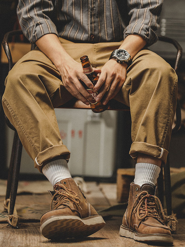 Vintage-inspirierte, gewaschene Chino-Hose für Herren mit schmal zulaufendem Bein